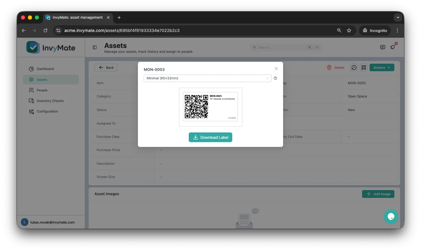 QR Labels for Physical Assets